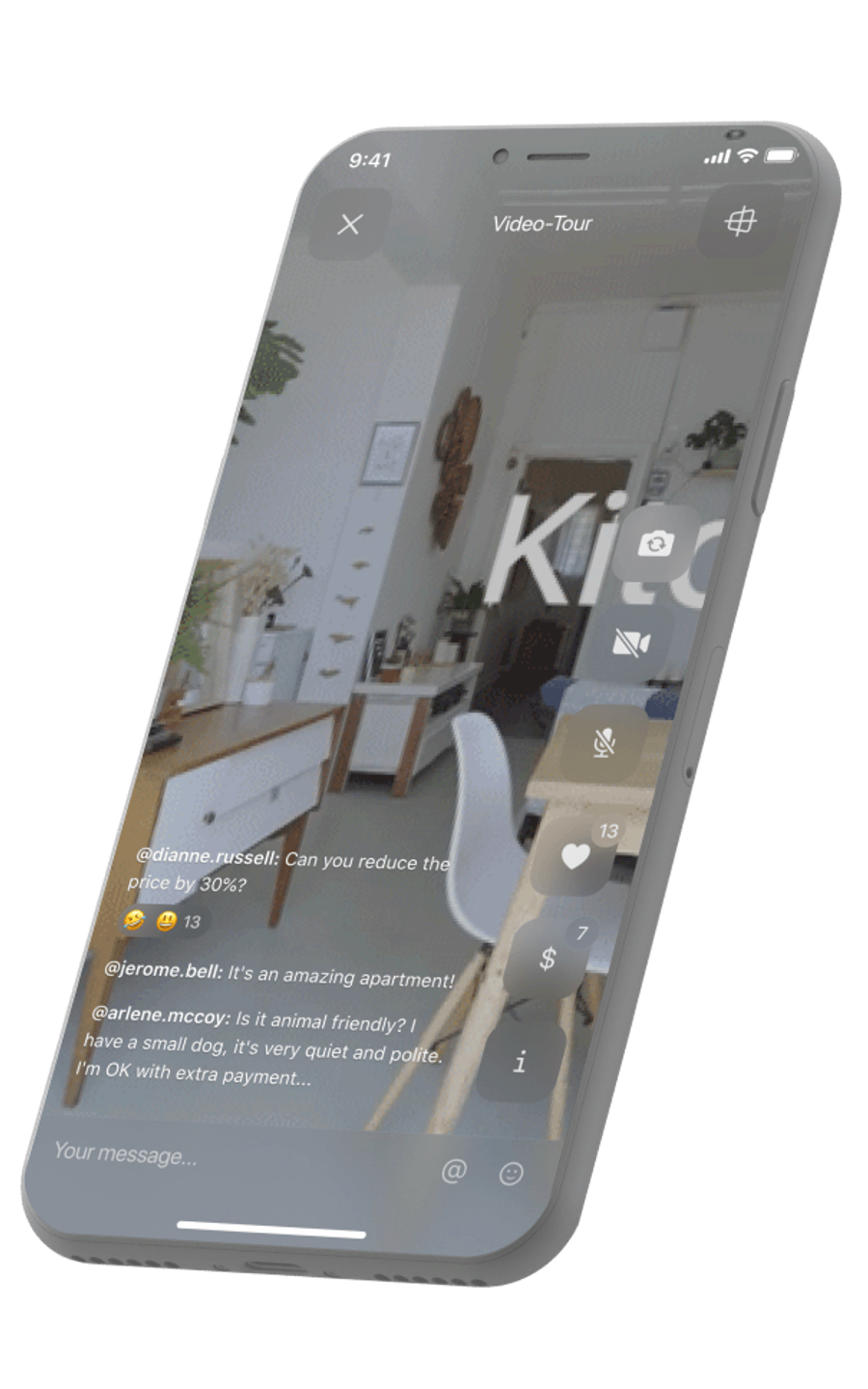 Mobile app with WebRTC video call and live chat