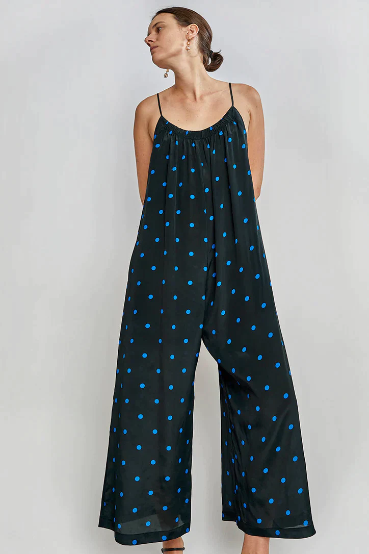 Product Image for Eve Jumpsuit, Black and Royal Dot