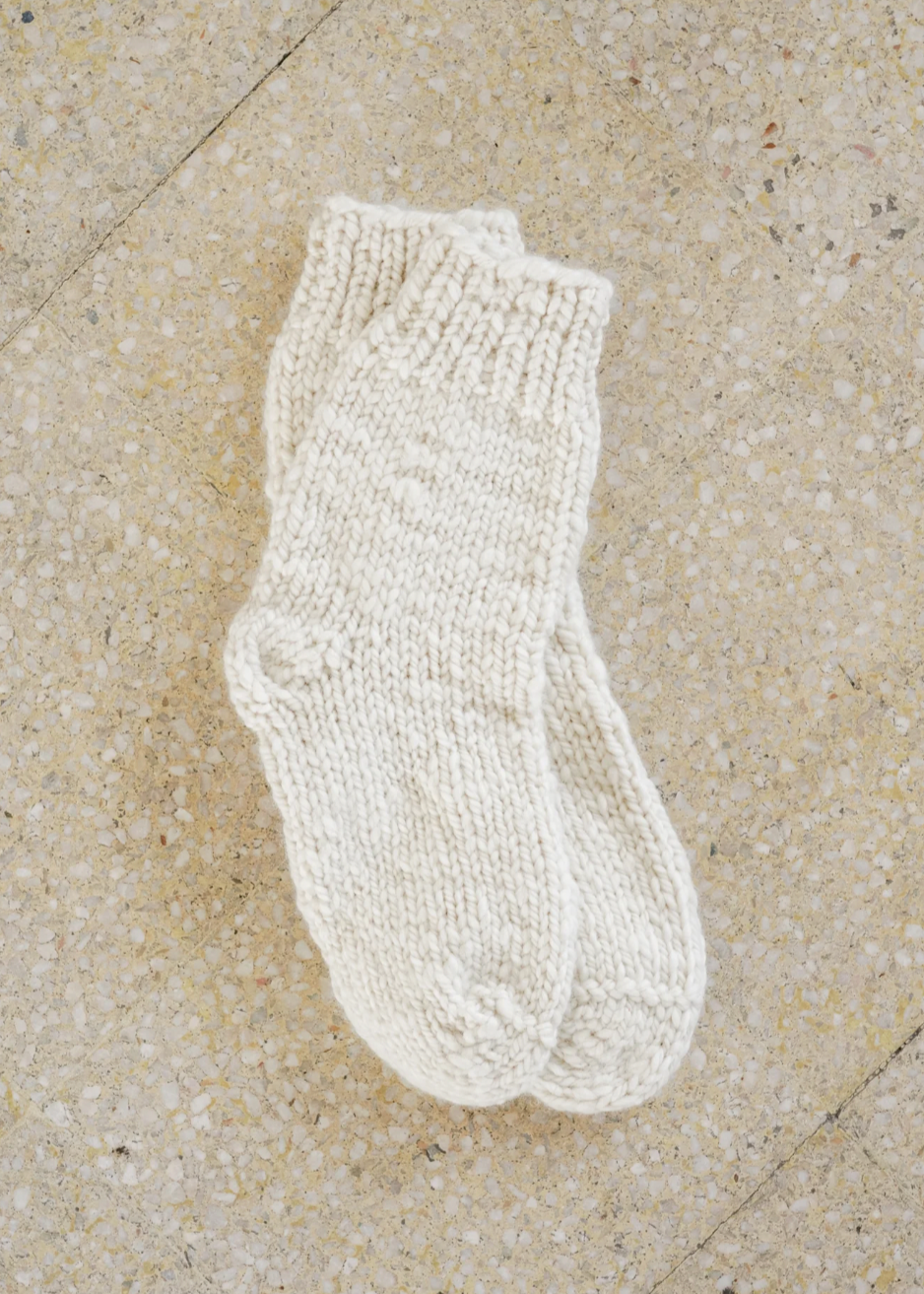 Product Image for Sorbus Hand Spun and Hand Knitted Wool Socks, Ivory