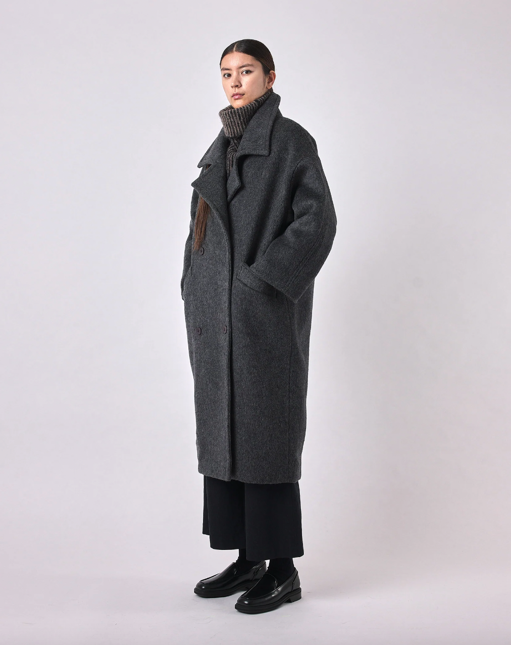 Oversized Wool Coat, Heather Gray | Eugenie Detroit