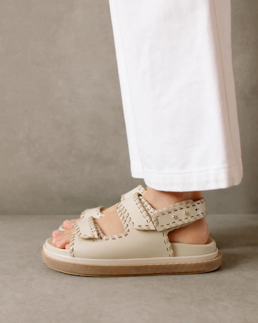 Product Image for Barrel Leather Sandals, White and Beige