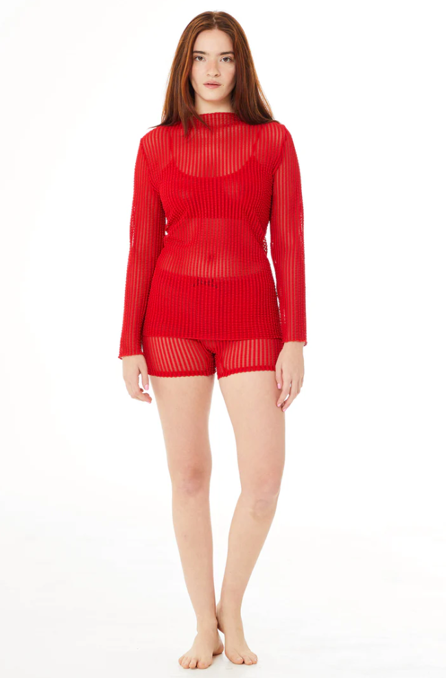 Product Image for Addison Mesh Long Sleeve, Bright Rouge