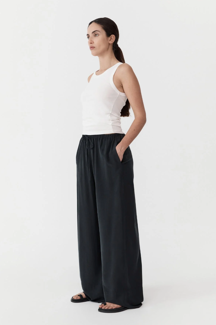 Product Image for Relaxed Silk Pants, Black