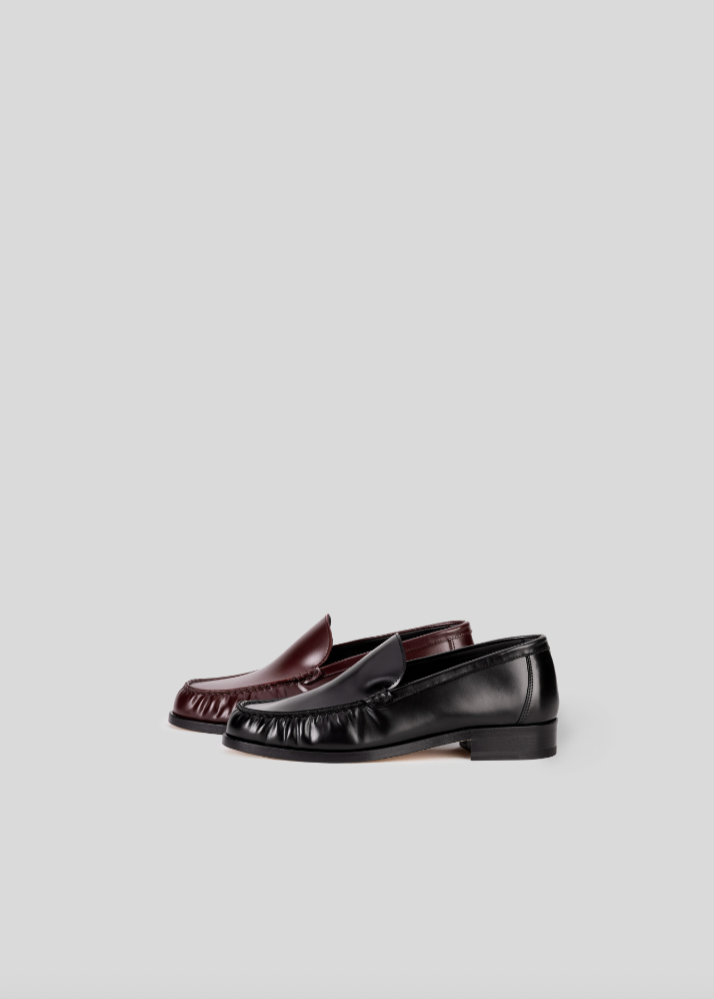 Product Image for Model 67 Ruched Loafer in Boxed Leather, Bordeaux