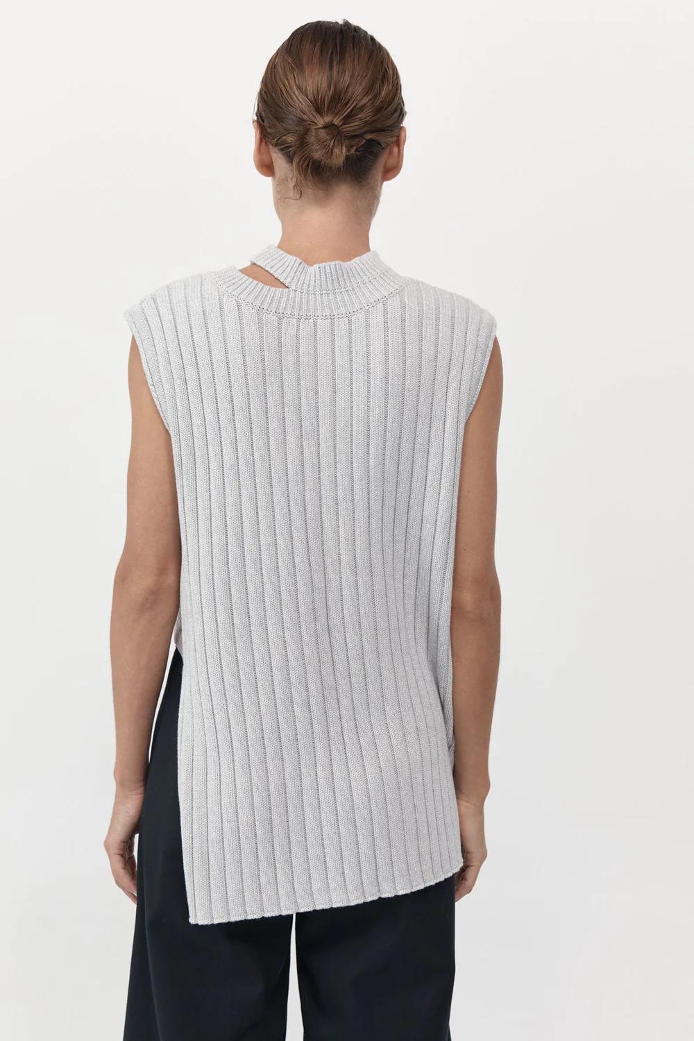 Product Image for Deconstructed Rib Knit Tunic, Soft Grey