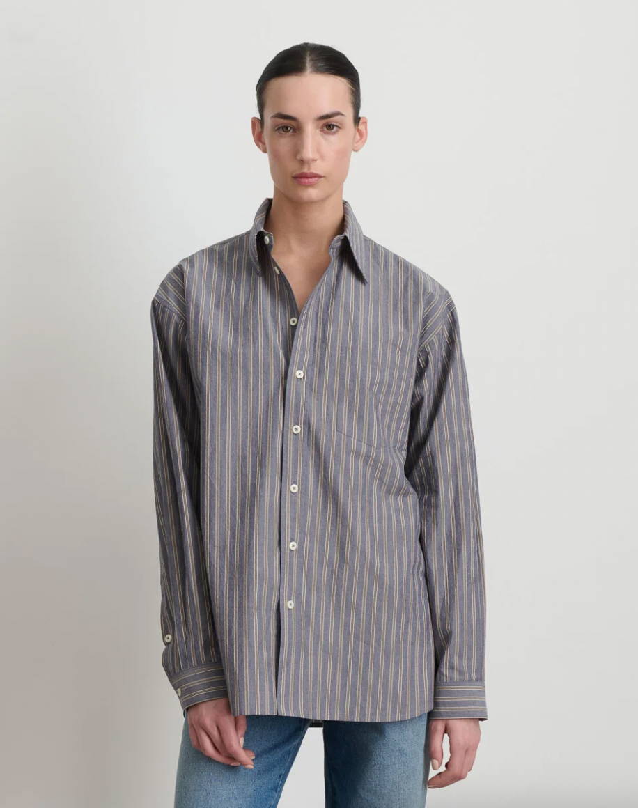 Product Image for Nolan Shirt, Grey Blue Stripe