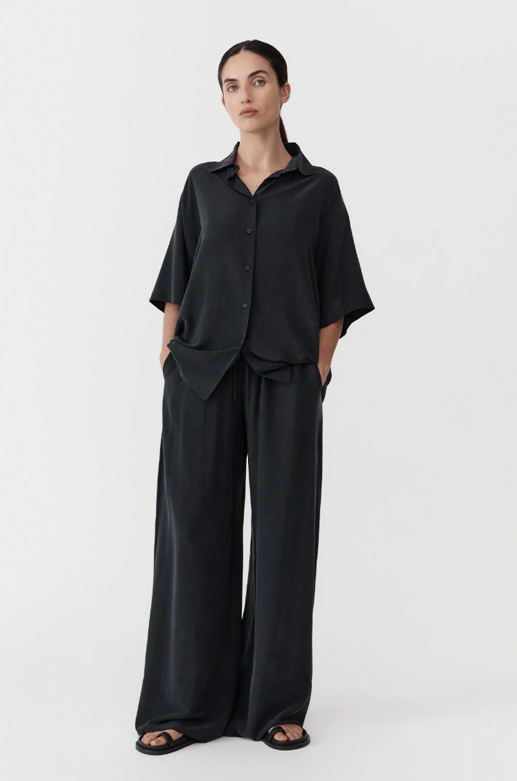 Product Image for Relaxed Silk Pants, Black
