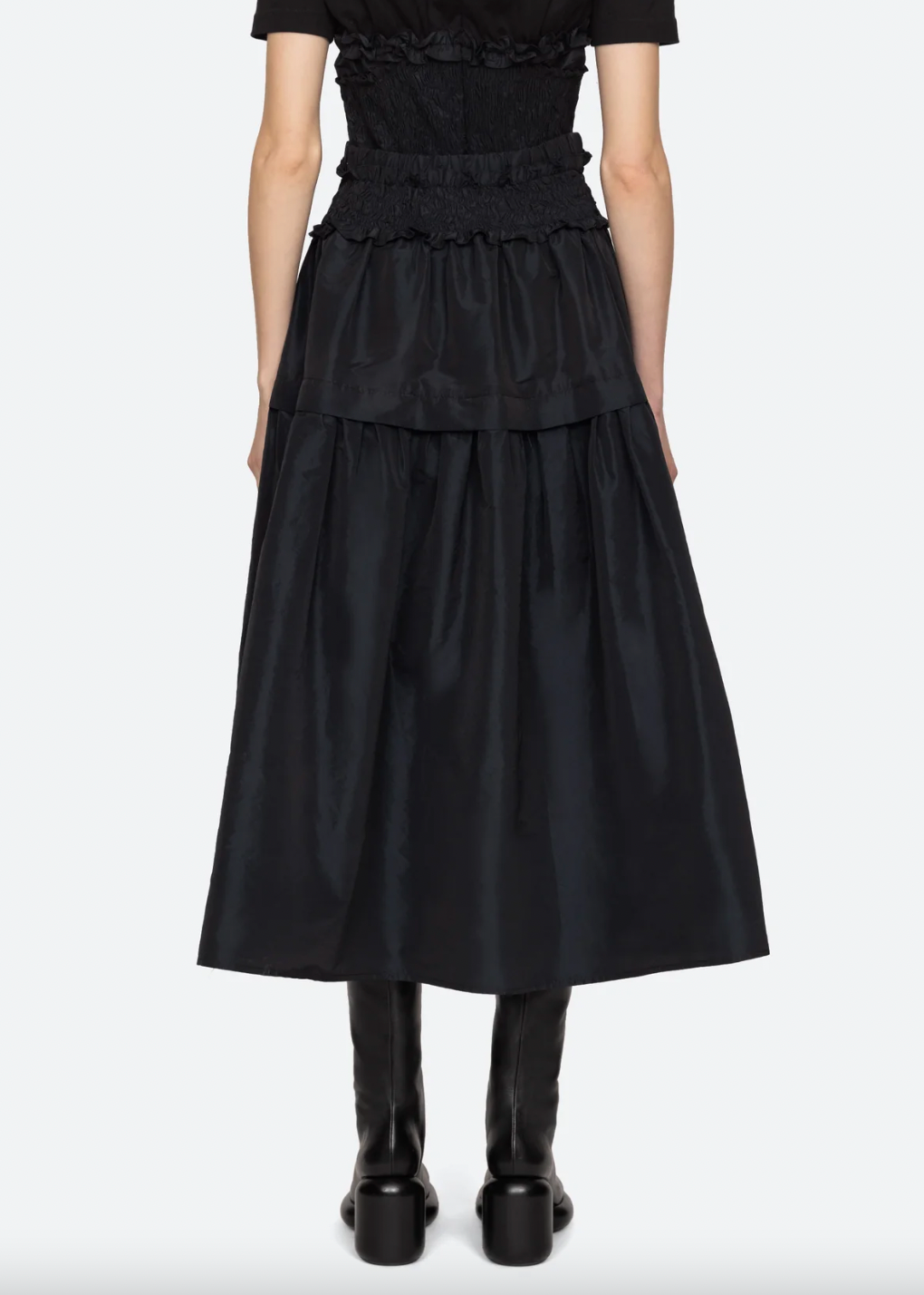 Product Image for Diana Taffeta Smocked Midi Skirt, Black