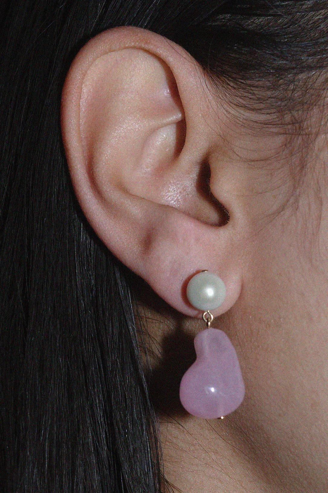 Product Image for Nebula Pearl and Pink Bio Resin Gold Vermeil Earrings