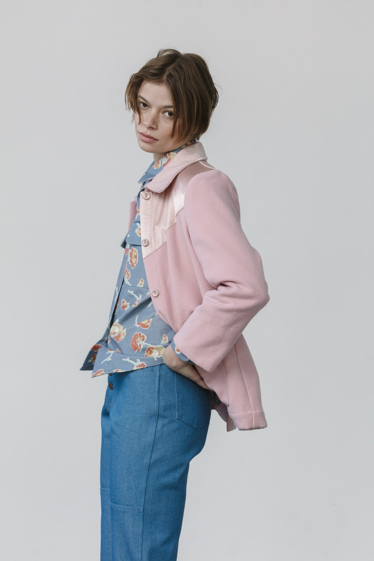 Product Image for Satin and Wool Cowboy Jacket, Pink