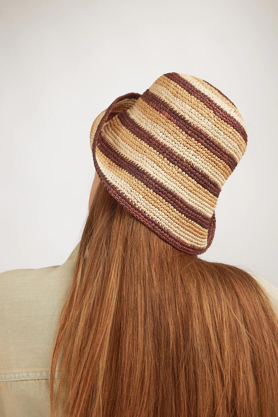 Product Image for Opia Hat, Cream & Brown Striped Toquilla Straw