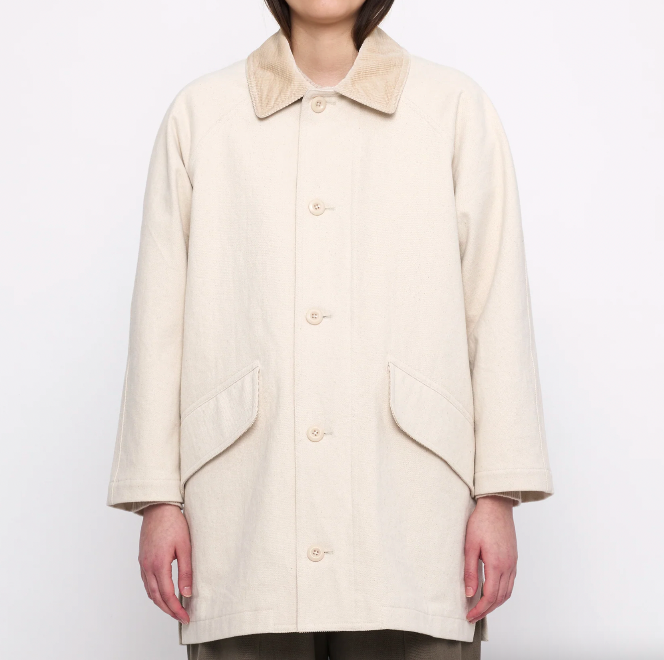 Product Image for Mid-Length Duster Coat, Off- White