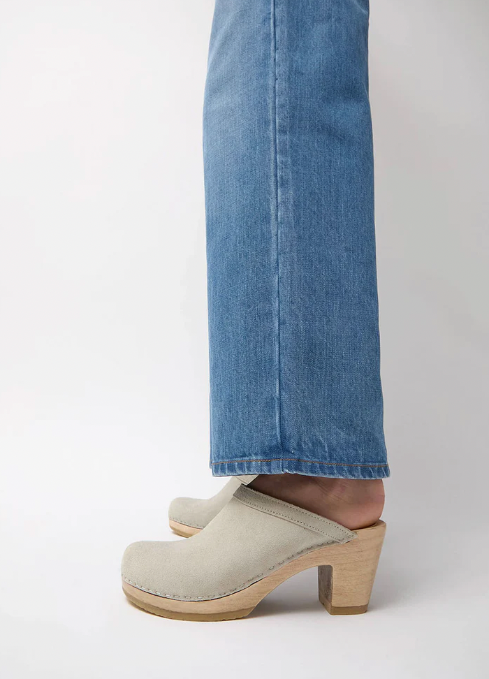 Product Image for Old School Clog on High Heel, Chalk Suede