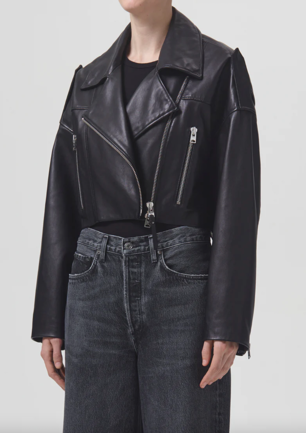 Product Image for Remi Cropped Leather Jacket, Black