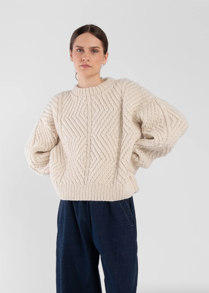 Product Image for Hand Knitted Bevel Sweater, Cream