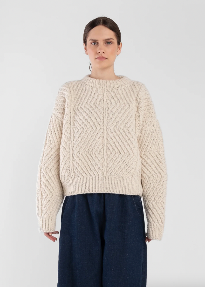 Product Image for Hand Knitted Bevel Sweater, Cream