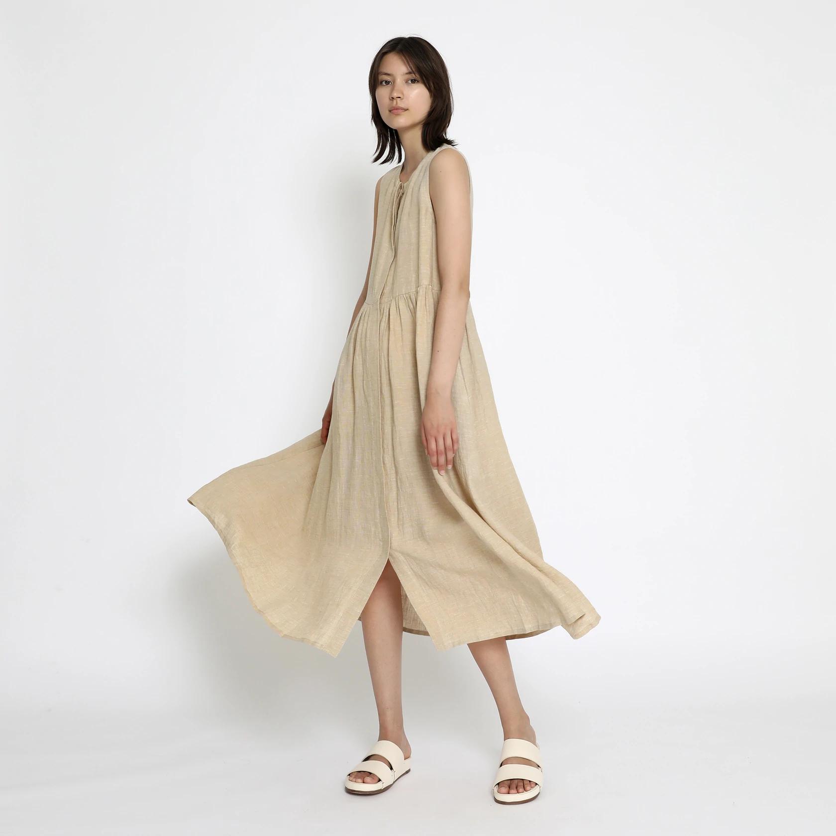Product Image for Linen Summer Play Dress, Mustard Noise