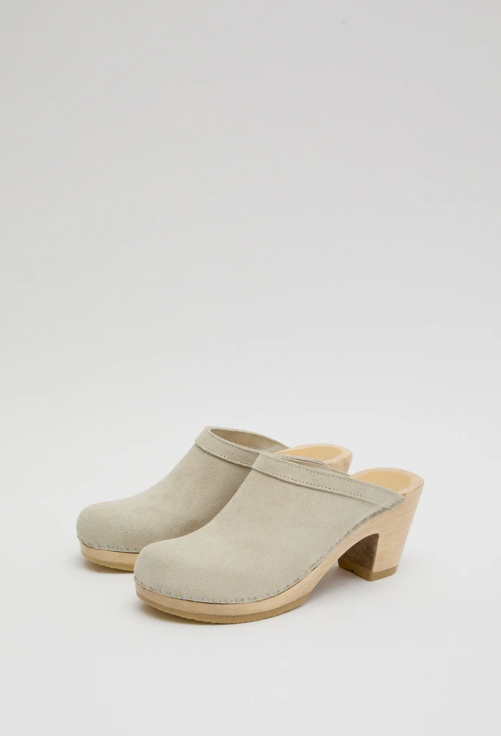 Product Image for Old School Clog on High Heel, Chalk Suede