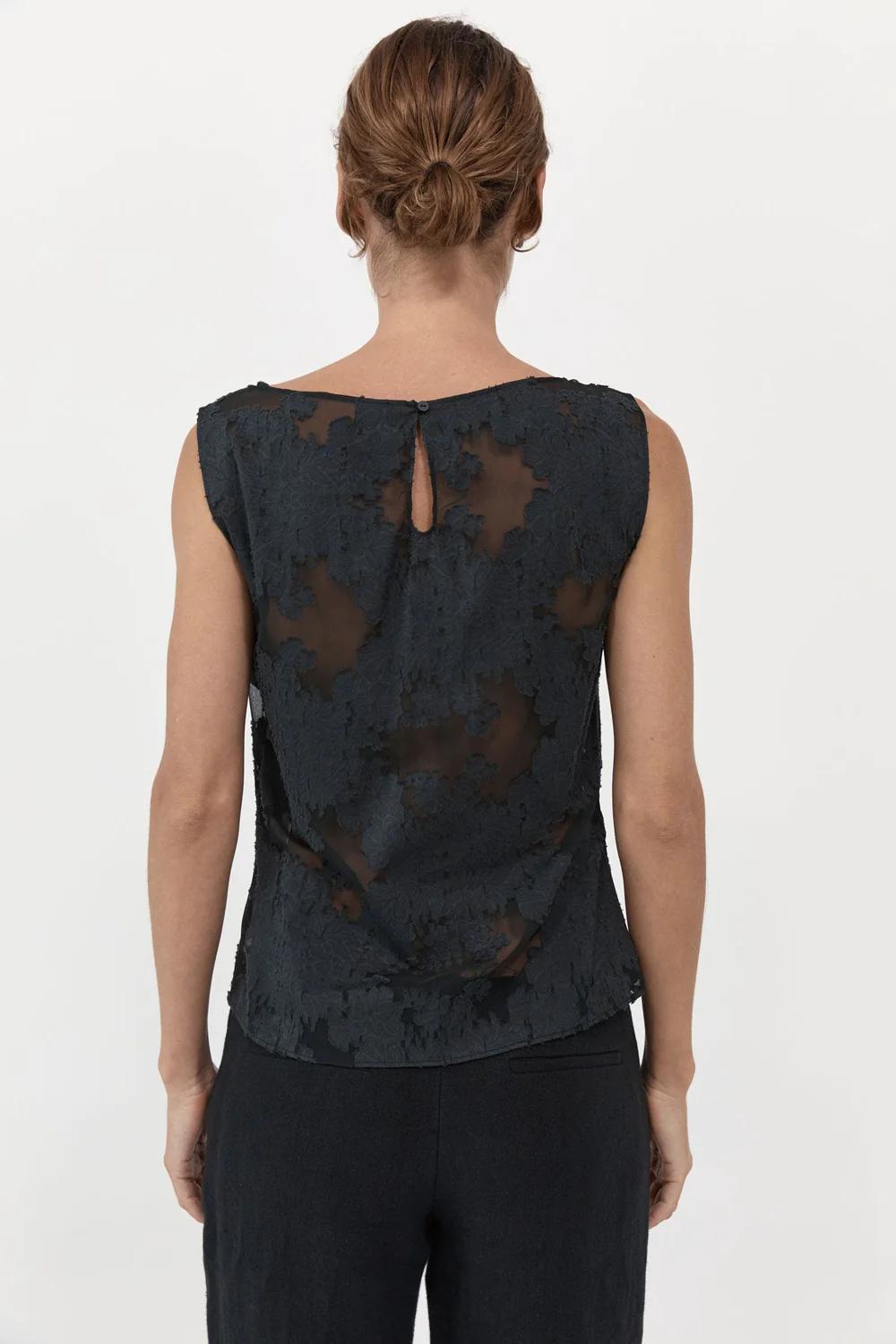 Product Image for Semi Sheer Floral Top, Black
