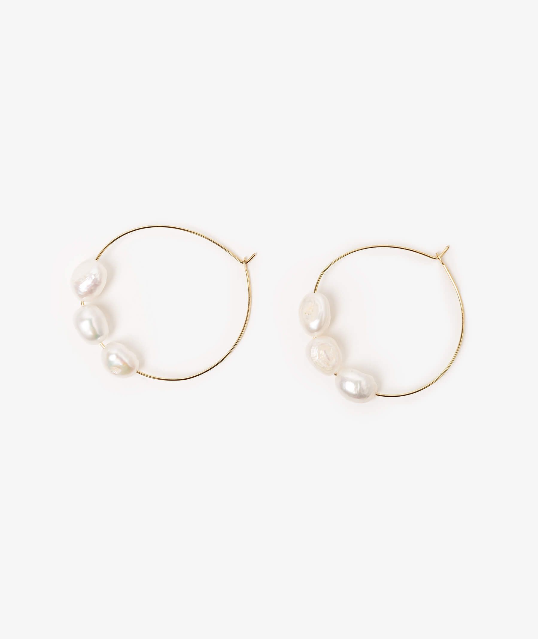 Product Image for Vega Pearl Earrings, Gold Plated Brass
