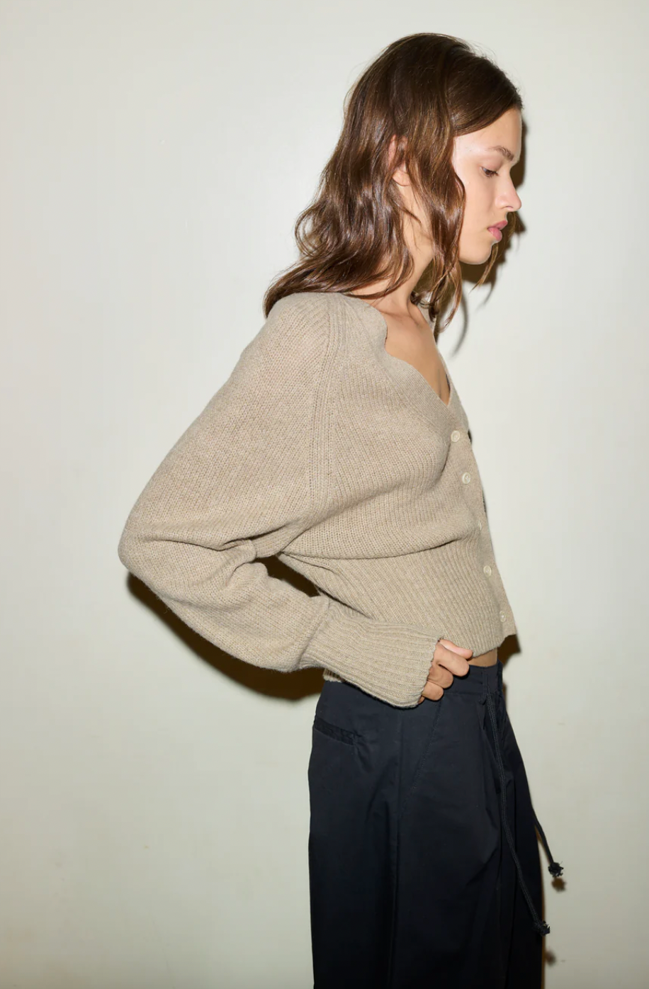 Product Image for Cropped Cardigan, Wheat