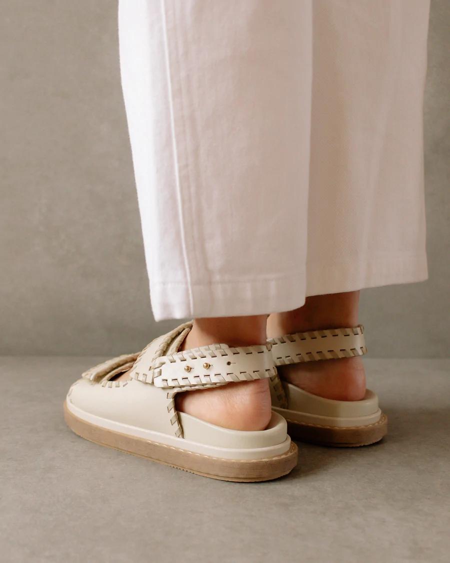 Product Image for Barrel Leather Sandals, White and Beige