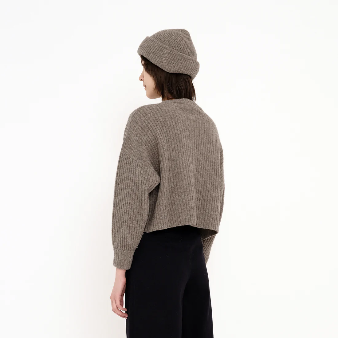 Product Image for Yak Ribbed Mock-Neck Sweater, Taupe