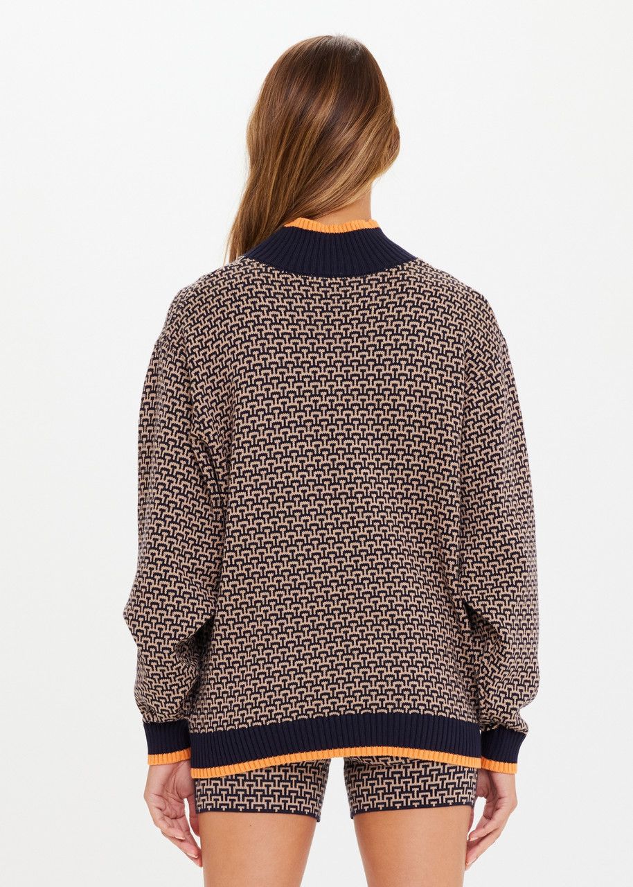 Product Image for Castilla Clementine Knit Crew, Navy/Tan