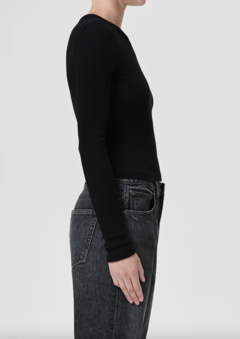 Product Image for Alma Shrunken Crew Neck, Black