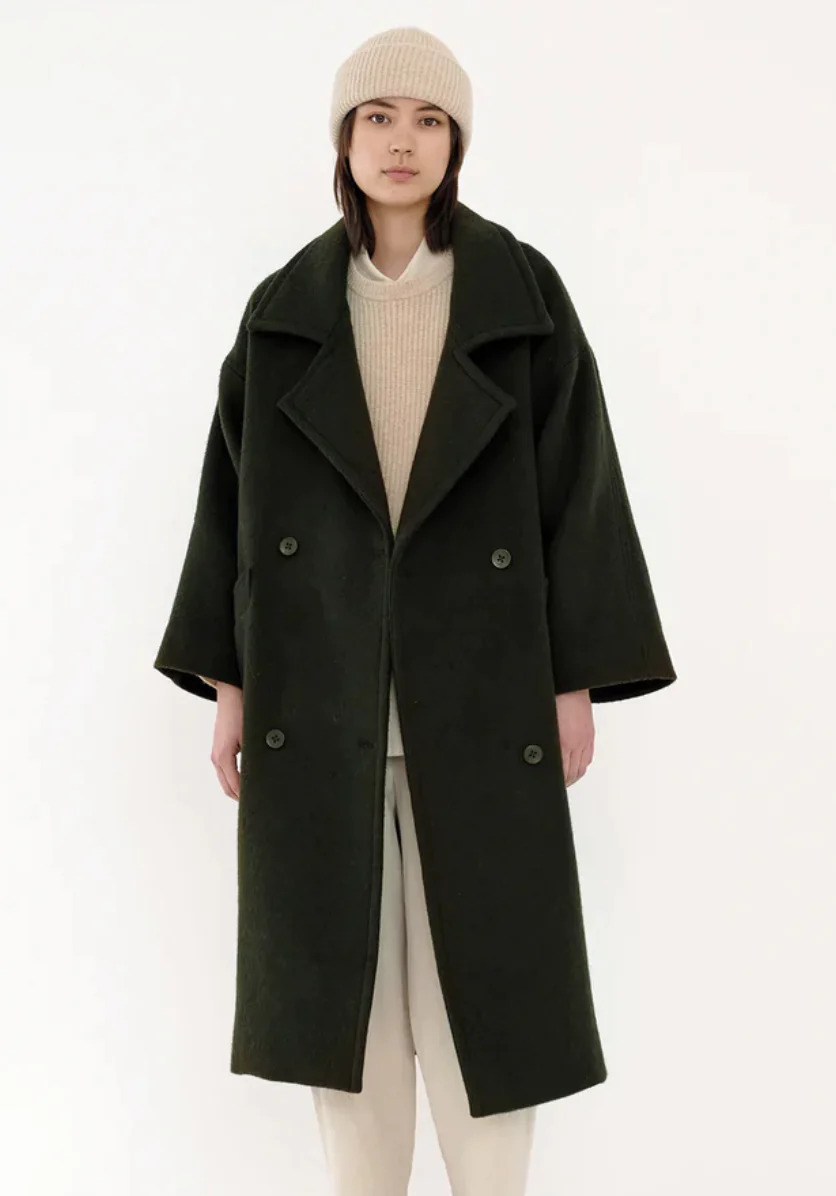 Product Image for Oversized Wool Coat, Dark Moss