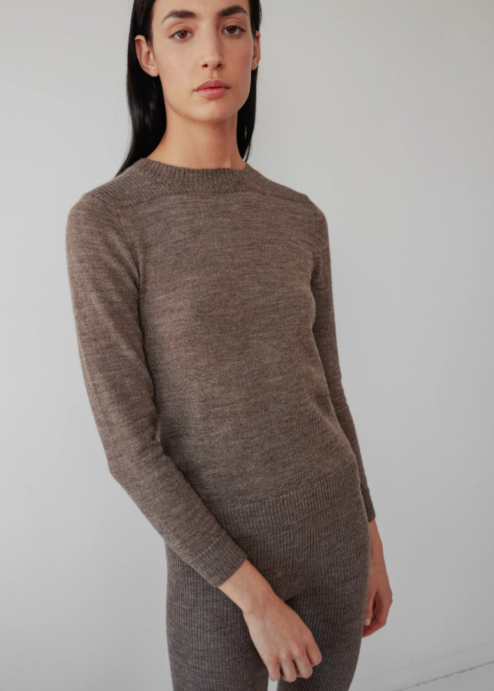 Product Image for Layering Rib Crewneck, Heathered Brown