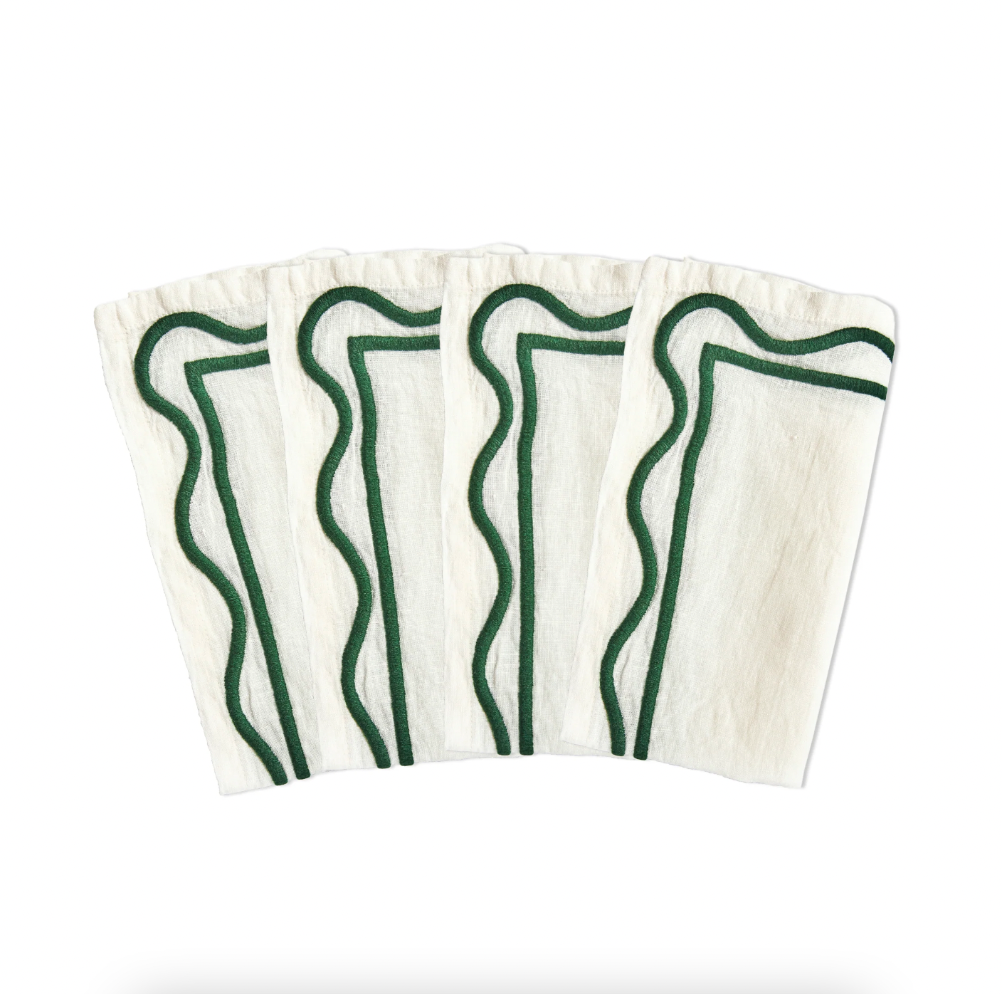Product Image for Colorblock Embroidered Linen Napkins, Dark Green (Set of 4)
