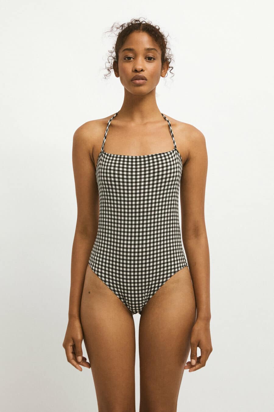 Product Image for Barbara Straight Neckline Swimsuit, Black Gingham