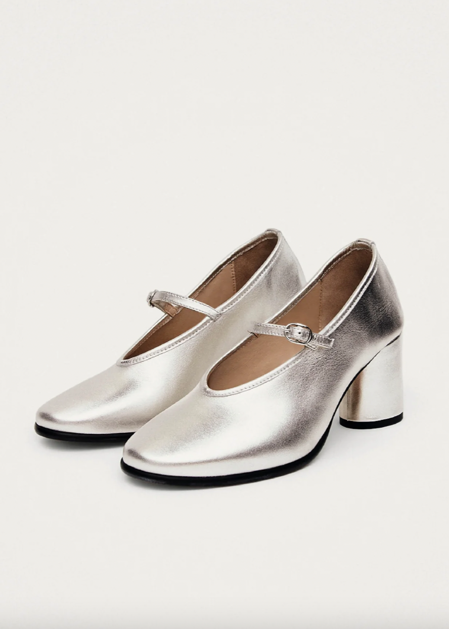 Product Image for Esha Shimmer Leather Pumps, Silver