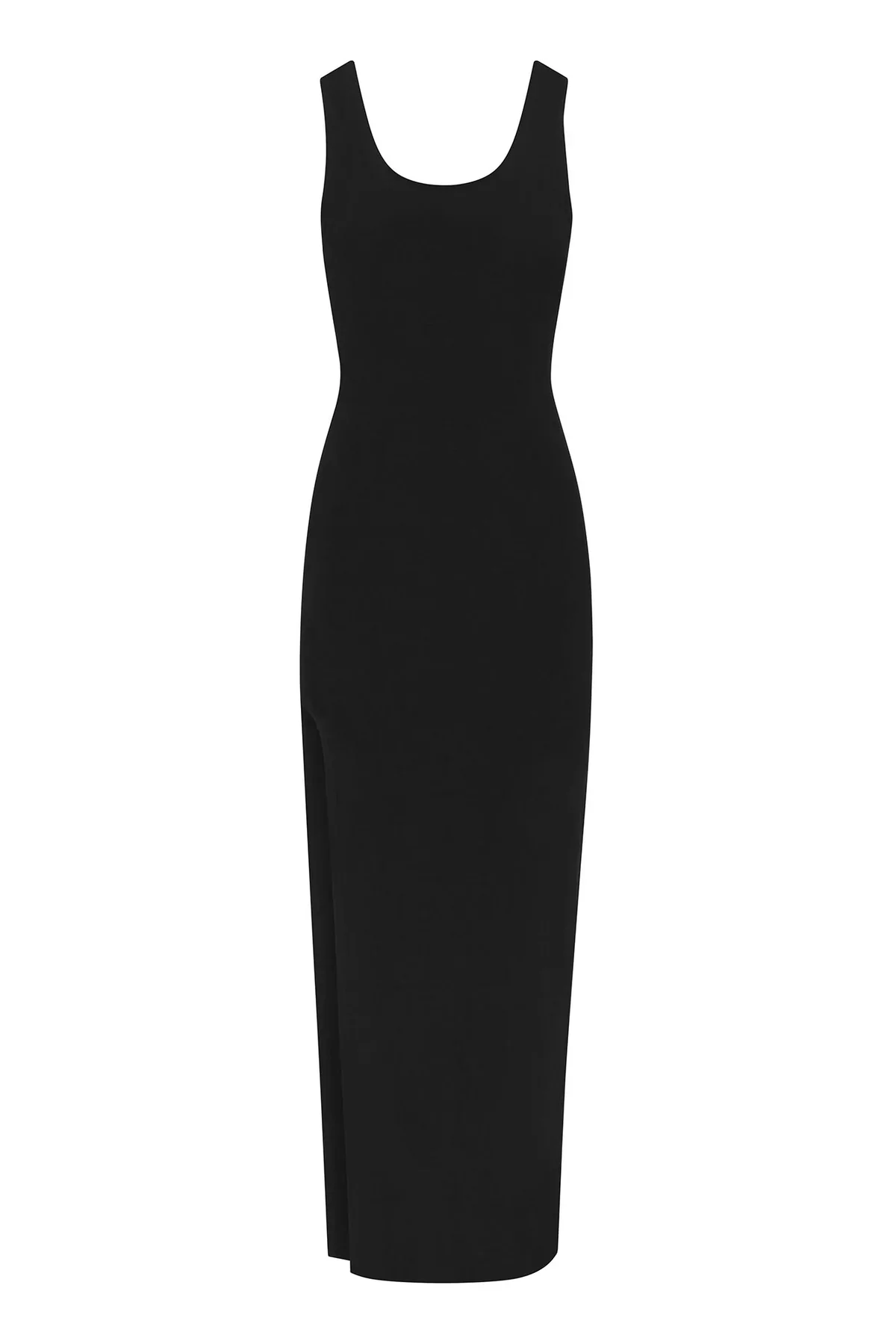 Product Image for Open Back Maxi Dress With Side Slit In Stretch Cupro, Black