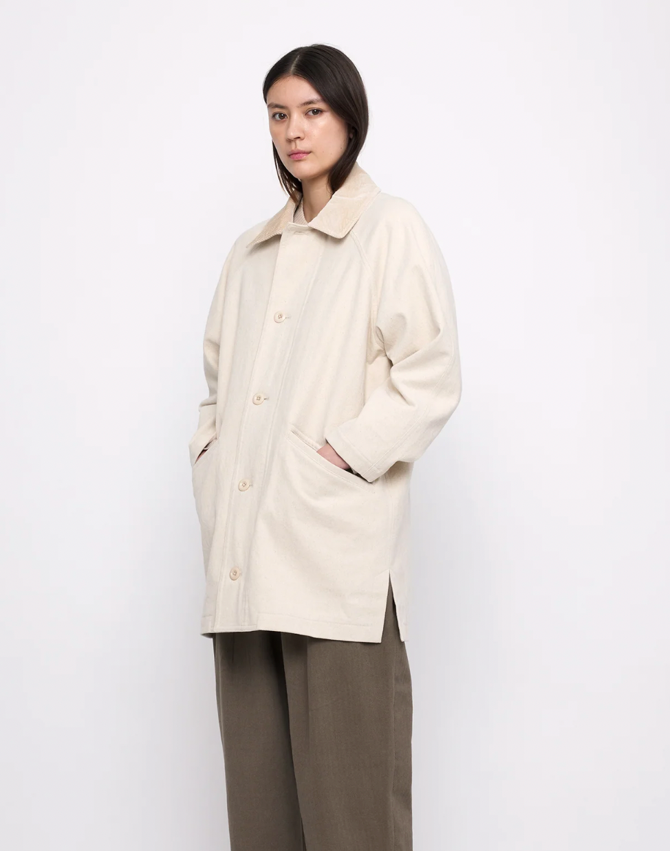 Product Image for Mid-Length Duster Coat, Off- White