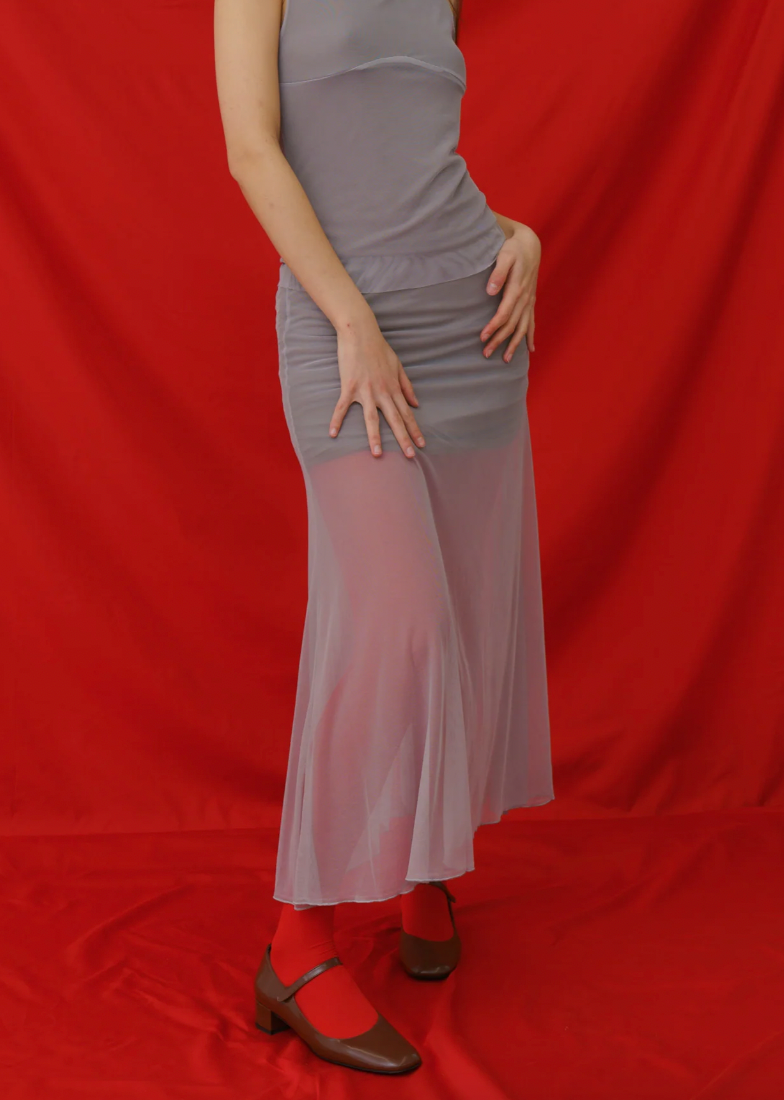 Product Image for 2-Way Mesh Midi Skirt, Mirage Gray