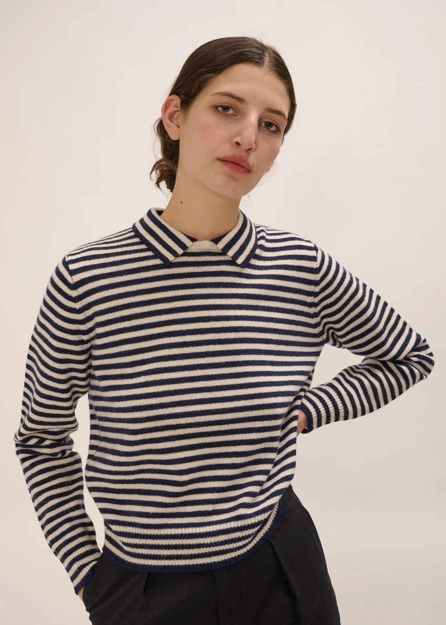 Product Image for Apis Stripe Sweater, Off-White/Navy