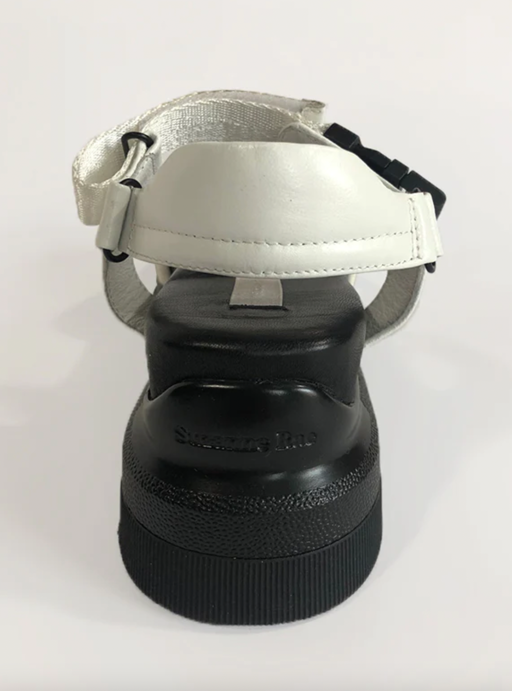 Product Image for Buckle Velcro Sandal, White/Black