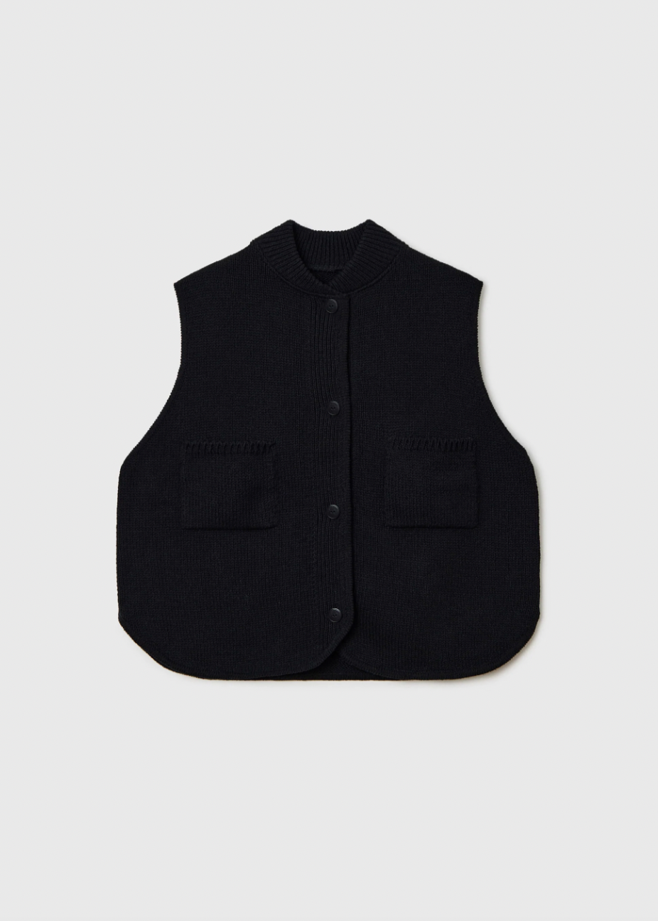 Product Image for Boxy Cotton Waist Coat, Black