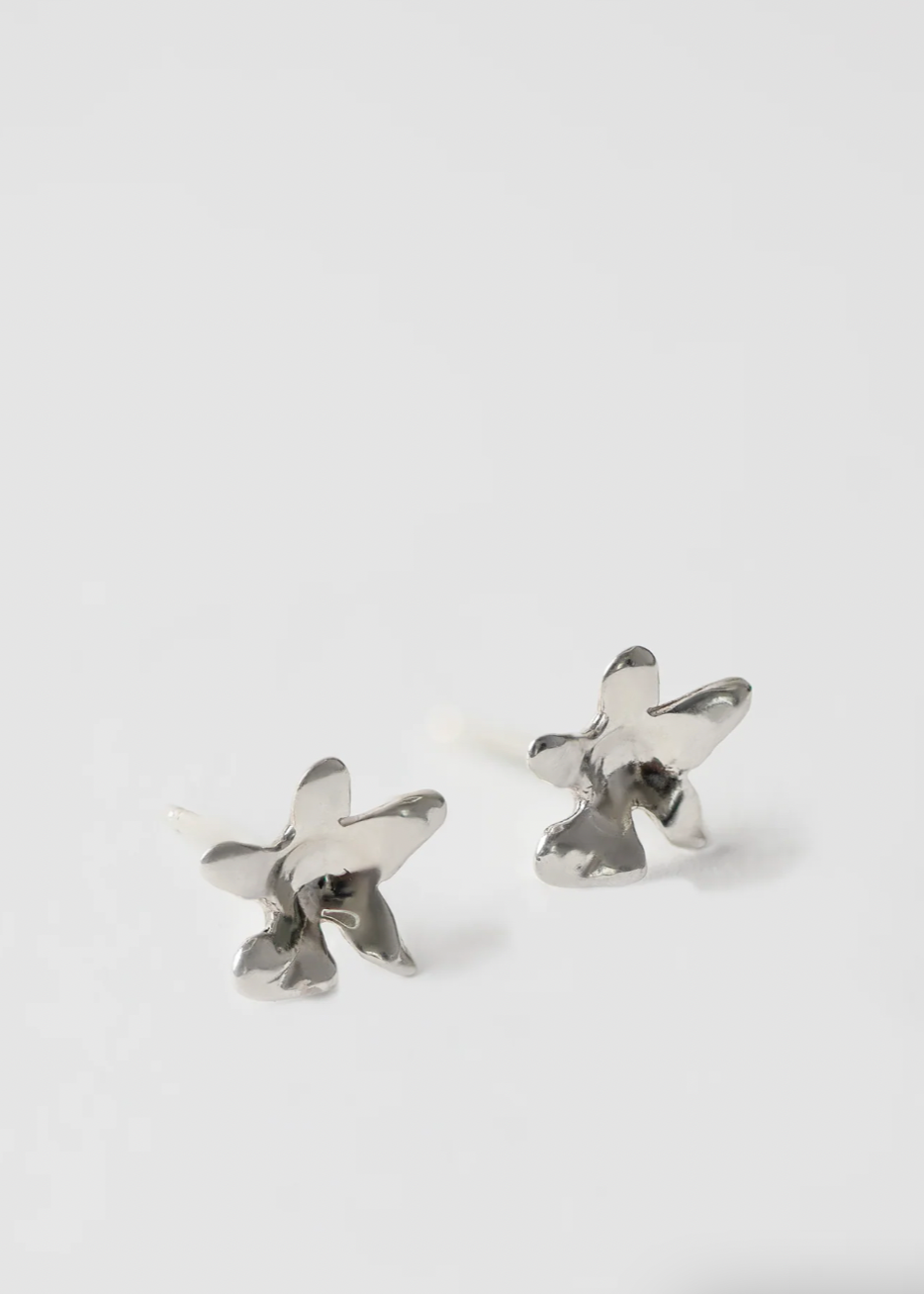 Product Image for Flower Charm Studs, Silver