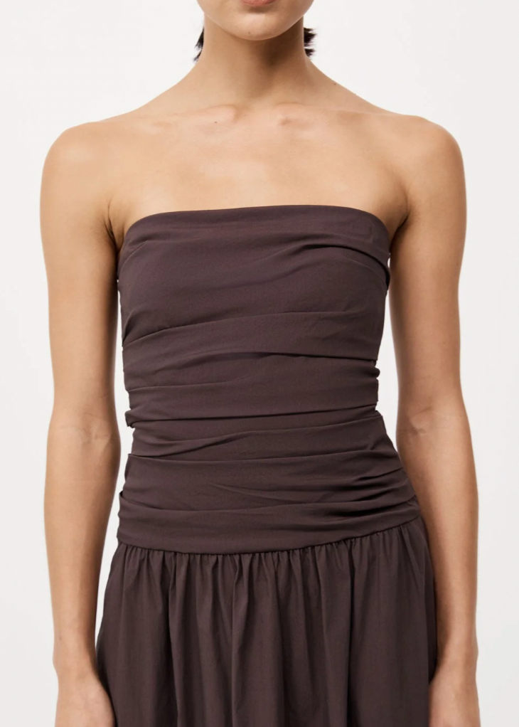 Product Image for Gathered Strapless Tie Back Dress, Chocolate Plum