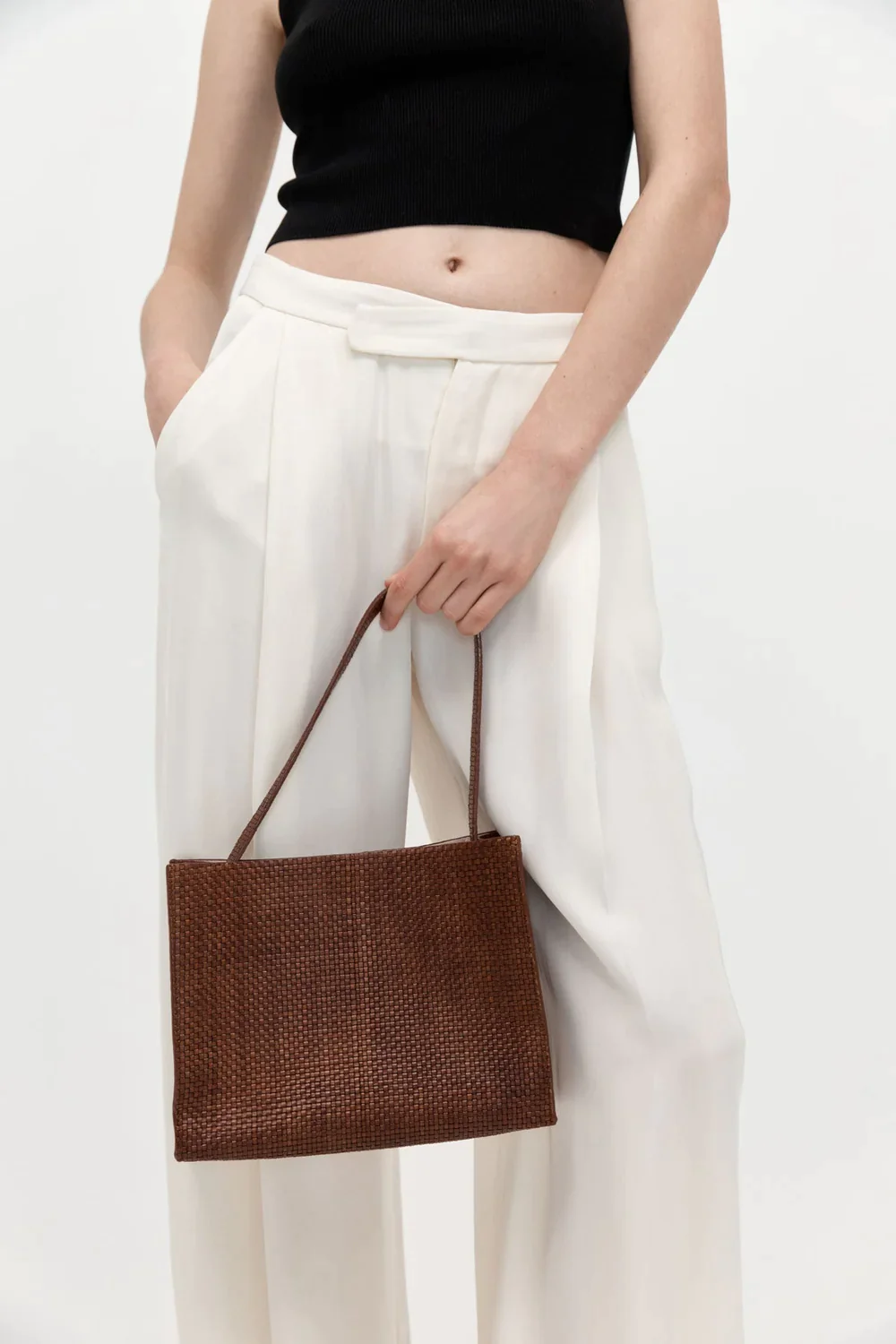Product Image for Woven Minimal Mini Tote, Antique Tan