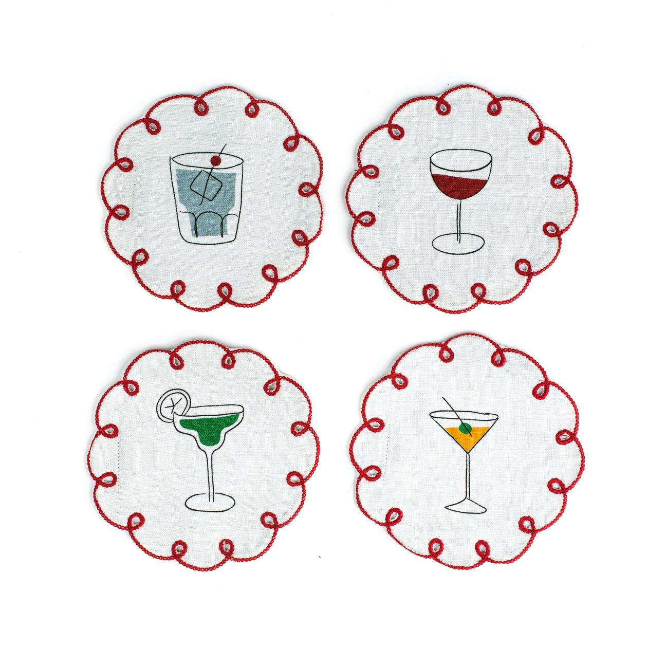 Product Image for Fête Embroidered Linen Coasters