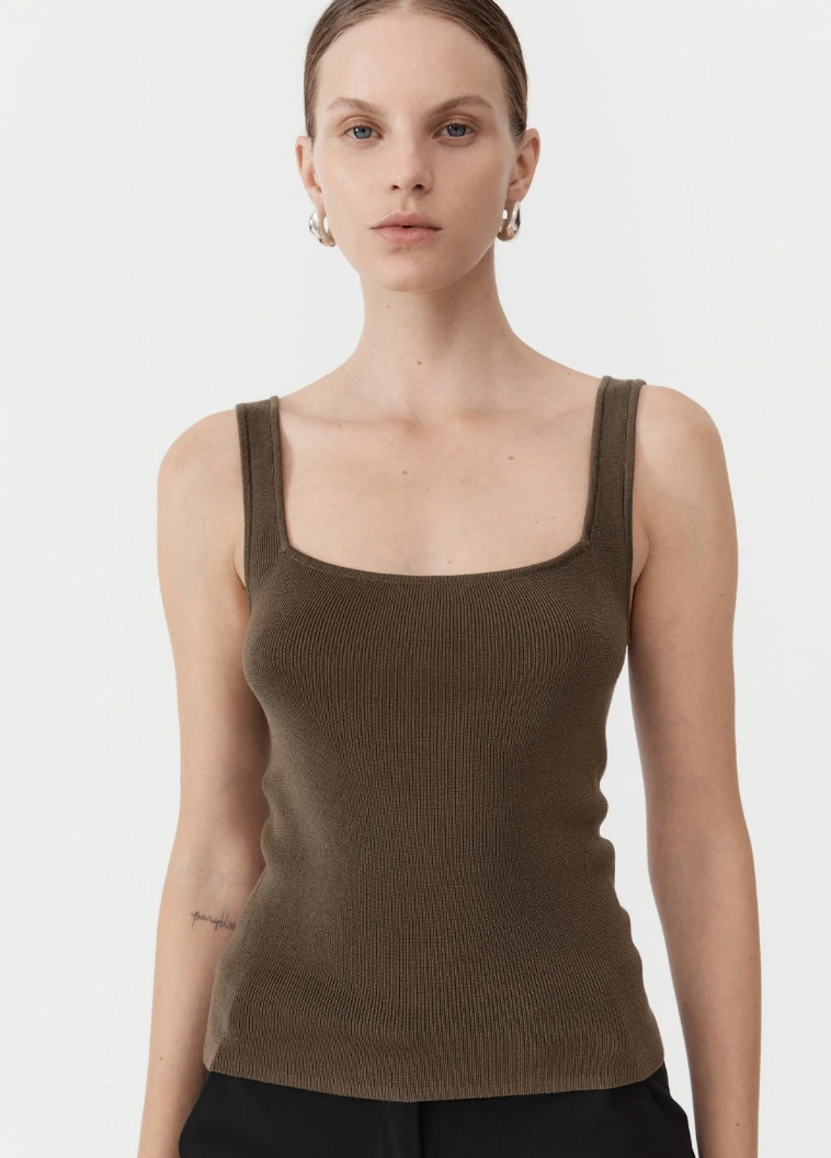 Product Image for Square Neck Knit Singlet, Kelp