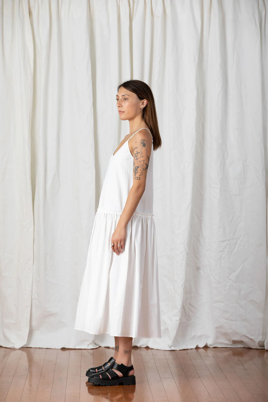 Product Image for Drop Waist Ruffle Dress, Bone