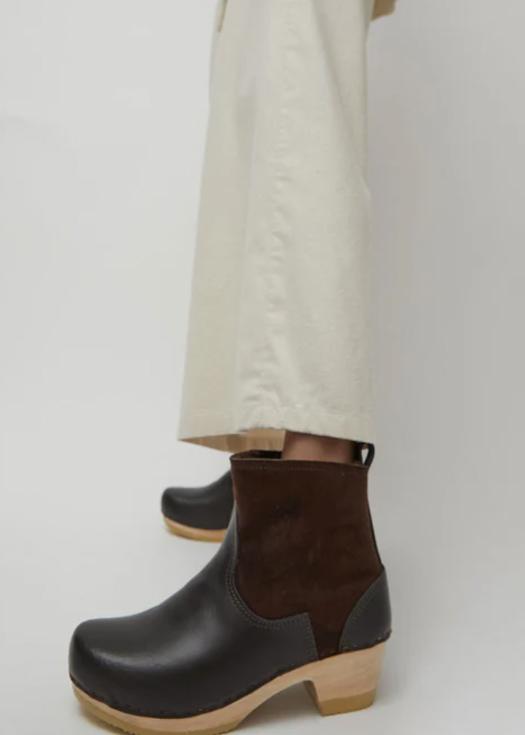 Product Image for 5" Pull on Shearling Clog Boot on Mid Heel, Umber