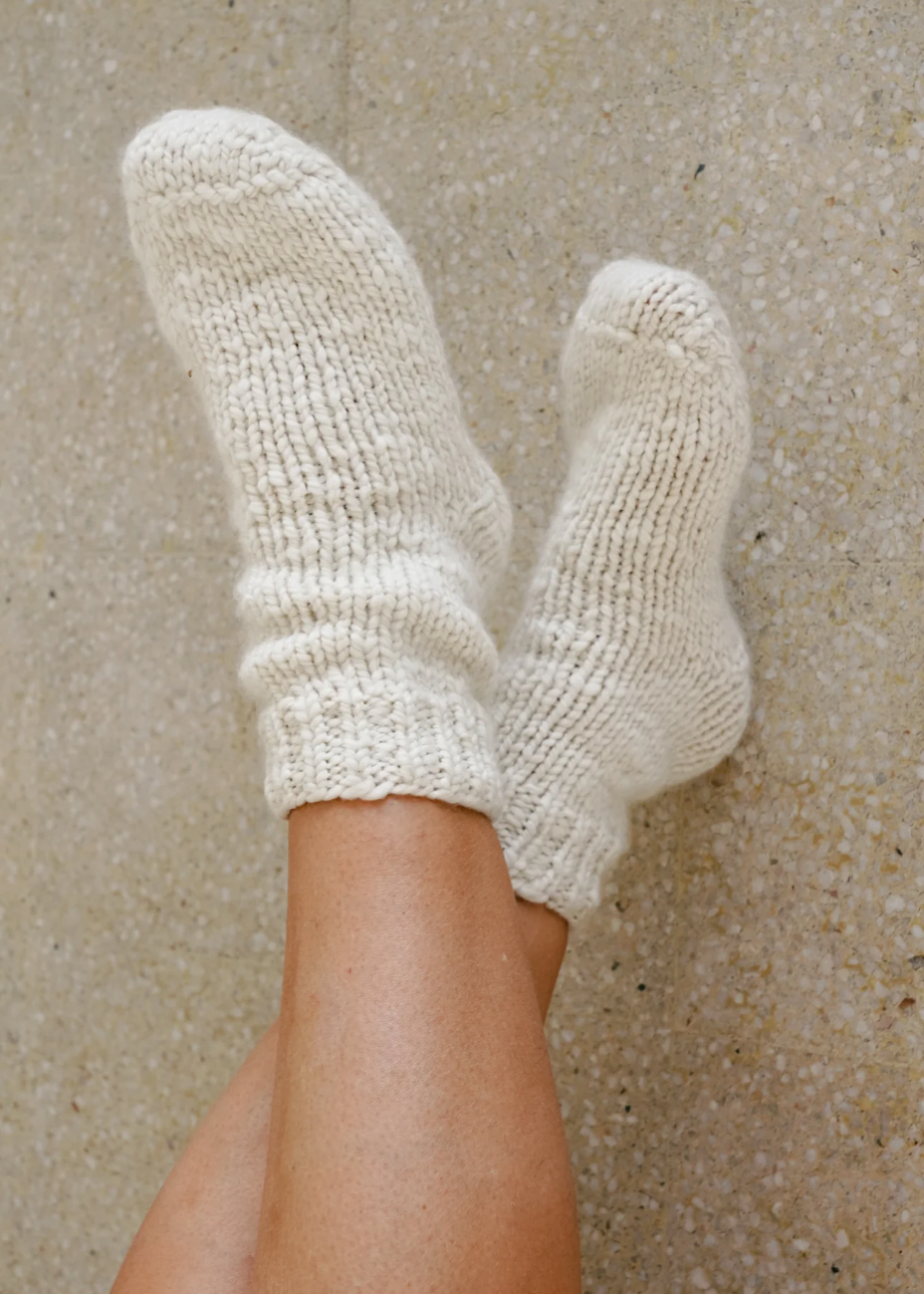 Product Image for Sorbus Hand Spun and Hand Knitted Wool Socks, Ivory