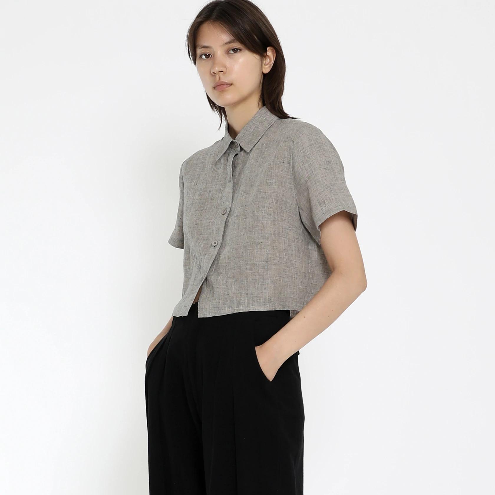 Product Image for Cropped Button Down, Black Noise