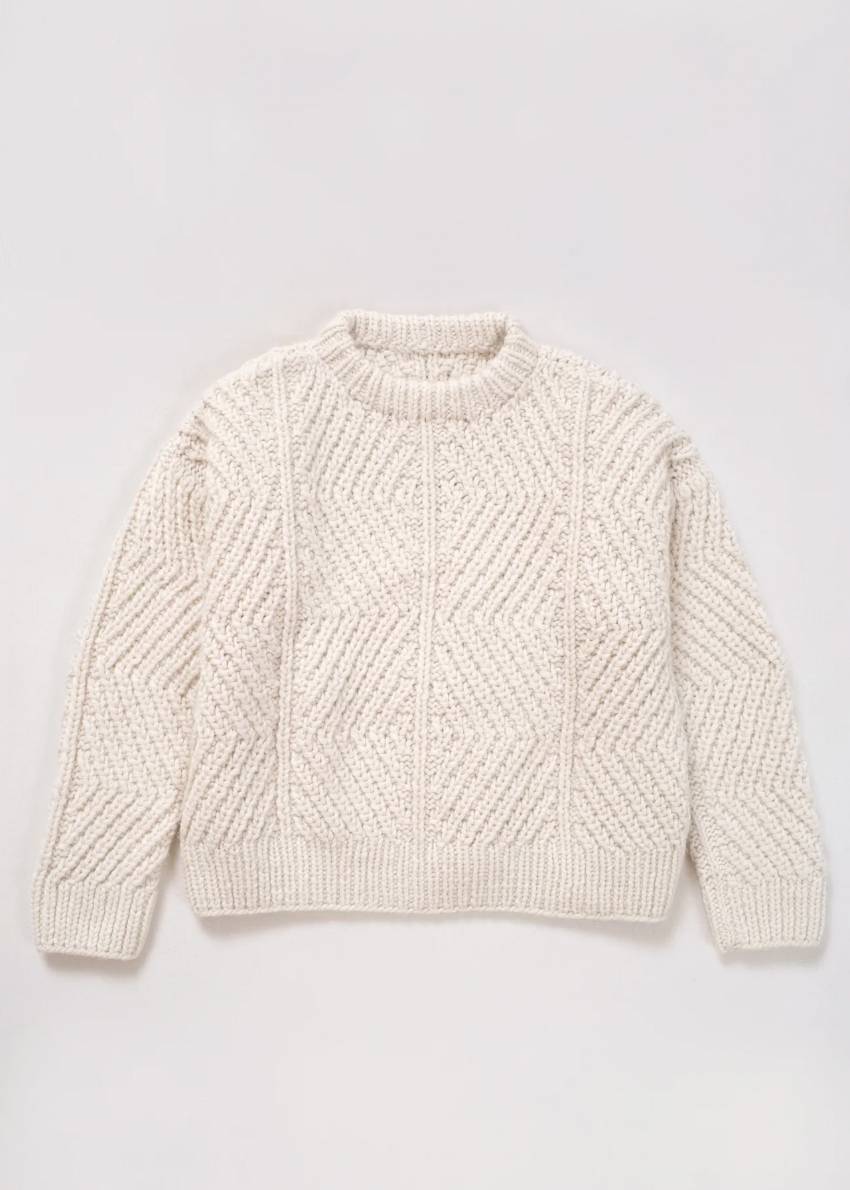 Product Image for Hand Knitted Bevel Sweater, Cream